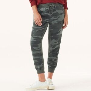 Splendid Boardwalk Jogger Camo Print  Linen Blend Olive Green size Large